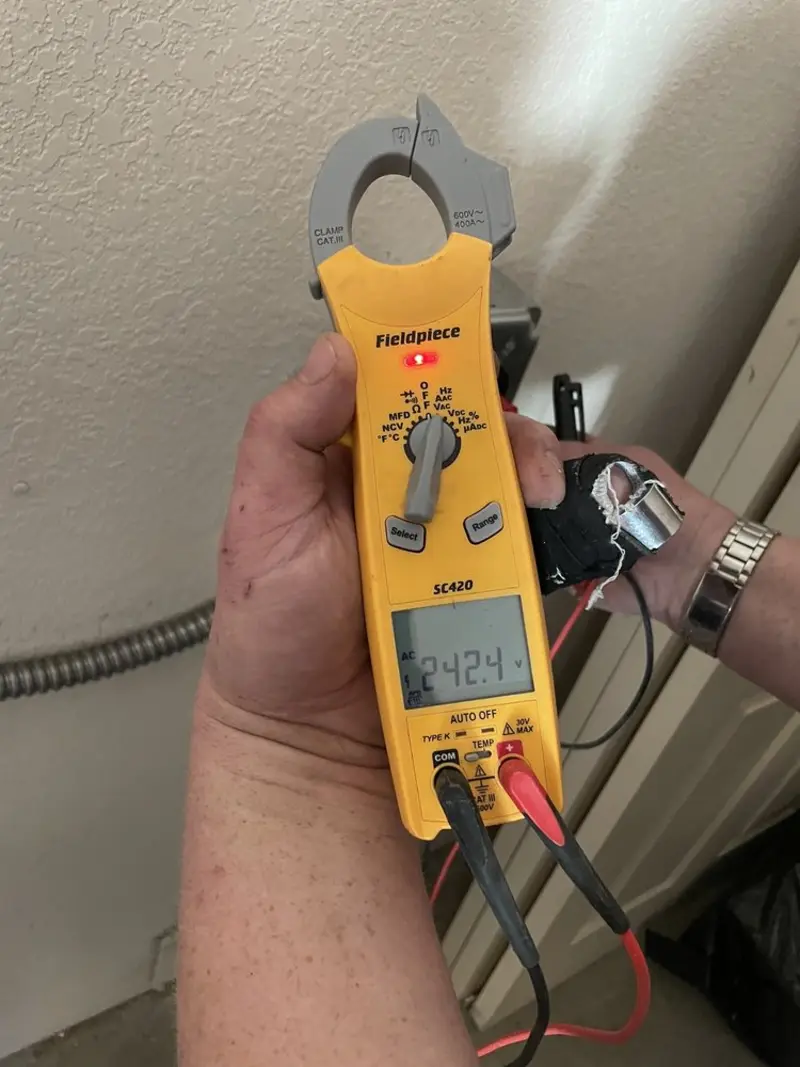 Voltage testing with clamp meter during Generator Installation in Chesterfield